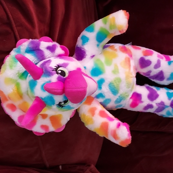 Triceratops Rainbow Hearts Build a Bear 17 inches H x 8 inches W. Multicolors - Picture 9 of 10